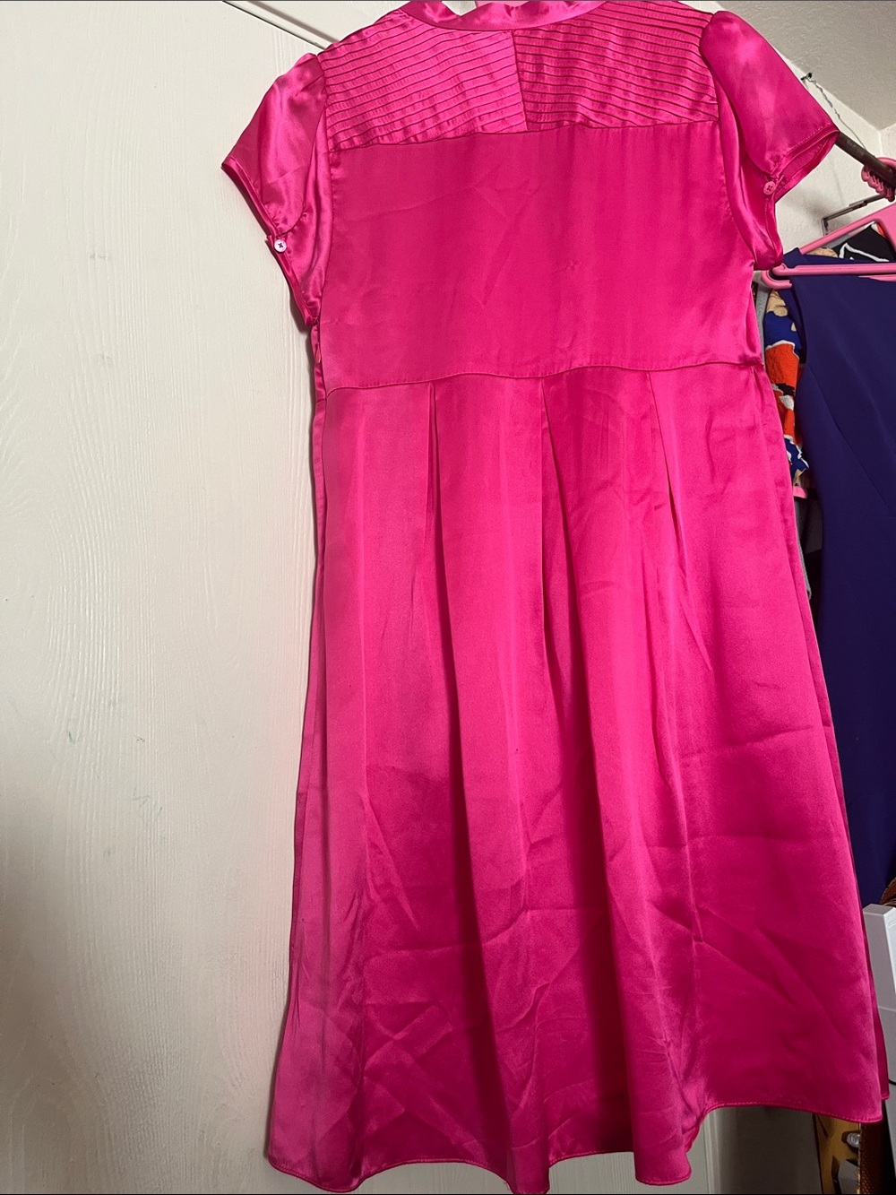Ted Baker London Vibrant Pink Satin Ruffle Dress - Picture 4 of 6